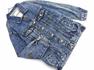 AS KNOW ASaznouazPINKY USED processing G Jean Denim jacket sizeM/ navy blue #* * ebc8 lady's 