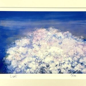 真作■リトグラフ■船本清司■『桜に始まり』■人気作家■美品■額付絵画　1ｄ