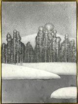 真作■油彩■ 何韻蘭■『雪景色』■1990年■幻想的傑作■額付絵画　2ｄ_画像1