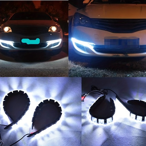 2個セット フレキシブル デイライト LED テープライト 簡単取付 ホワイト DC12V 6LED 防水 17cm カー用品 車用 非純正 t51の画像6