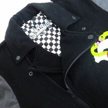 ◆VOLCOM ボルコム スタジャン ジャンパー ブルゾン 袖革 刺繍 ワッペン フルデコ 黒 ブラック S_画像7