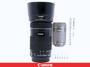 ★極美品★Canon キャノン EF-S55-250mm F4-5.6 IS STM◇フィルター フード 説明書付属☆使用少ない★軽量コンパクト望遠ズームレンズ