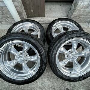 4本セット　4個口送料無料　American Racing シボレー 120.65 17x8 / Momo 245/45R17 バリ山　4本セット