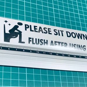 PLEASE SIT DOWN FLUSH AFTER USINGステッカー（色変更可能）