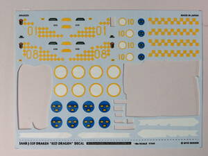 1/144 MYKデザイン アシタのデカール SAAB J-35F ドラケン レッドドラゴンの余り（スウェーデン空軍森林迷彩用デカール）