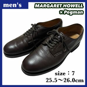 MARGARET HOWELL × Pegman マーガレットハウエル ペグマン別注 レザーシューズ サイズ7 プレーントゥ