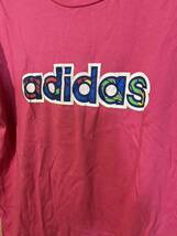 1990's年代　アディダス　adidas 両面プリントTシャツ　L ピンク　VINTAGE ビンテージ　オールド古着　メンズブランド　希少_画像2