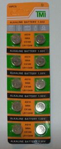 10個　LR1130（AG10） ボタン電池　TMI