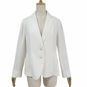 レリアン 美品 イタリア製生地 シングルジャケット 白 ホワイト 9号 日本製 VASINO レーヨン100％ LEILIAN ◆HJ2