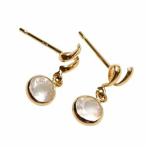 J◇K18 揺れる ストーン付 ピアス イエローゴールド 18金 スタッドピアス カジュアル yellow gold earrings【ネコポスOK】