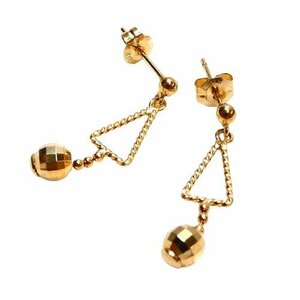 J◇K18 揺れる ボールデザイン ピアス イエローゴールド 18金 スタッドピアス カジュアル yellow gold earrings【ネコポスOK】