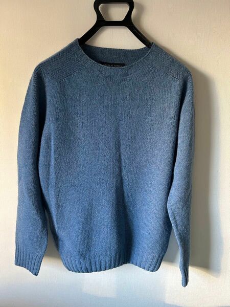 SHIPS GENERAL SUPPLY シェットランド クルーネックニット　ブルー スコットランド製　100%PURE WOOL