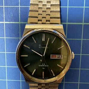 美品 SEIKO 腕時計 自動巻き エンブレム 2409-0140T 530257 シルバー 盤面 緑の画像2