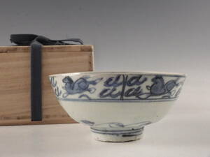 ◇堂◇初期伊万里 染付 馬図 茶碗 茶道具 無傷完品 江戸初期 61s104