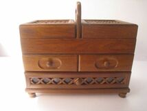 木製　裁縫箱　G-Wood　ソーイングBOX　サイズ：約35.5×17.5×H31㎝　/22N2.1-19_画像1
