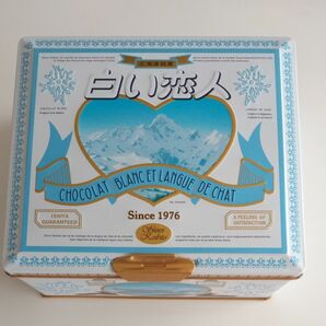 値下げ　白い恋人　空き缶　石屋製菓　クッキー缶　小物入れ　お菓子缶　ブリキ缶　押しクーポン