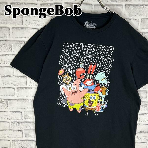 SpongeBob スポンジボブ キャラクターロゴ XL Tシャツ 半袖 輸入品 春服 夏服 海外古着 テレビ ニコロデオン アニメ テレビ