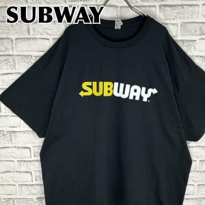 SUBWAY サブウェイ センターロゴプリント 企業ロゴ Tシャツ 半袖 輸入品 春服 夏服 海外古着 会社 ファストフード ビッグサイズ