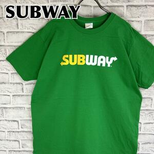 SUBWAY サブウェイ センターロゴプリント 企業ロゴ Tシャツ 半袖 輸入品 春服 夏服 海外古着 会社 ファストフード サンドウィッチ