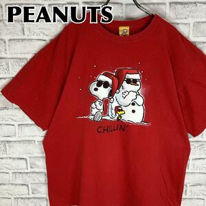 PEANUTS ピーナッツ スヌーピー スノーマン 雪だるま Tシャツ 半袖 輸入品 春服 夏服 海外古着 テレビ アニメ 冬 チリング