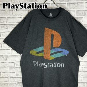 PlayStation プレイステーション ビッグロゴ Tシャツ 半袖 輸入品 春服 夏服 海外古着 企業 会社 ゲーム機 ビッグサイズ オーバーサイズ