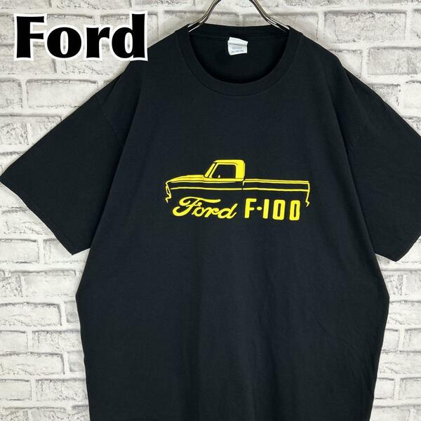 Ford フォード F-100ピックアップトラック ロゴ Tシャツ 半袖 輸入品 春服 夏服 海外古着 企業 会社 車 自動車 ビッグサイズ