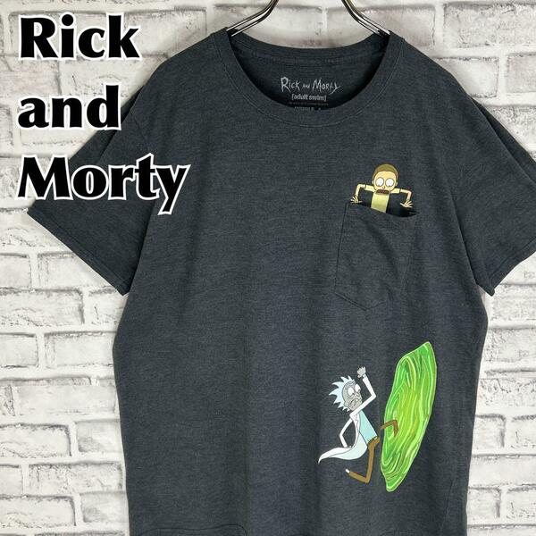 Rick and Morty リックアンドモーティ 胸ポケット付き キャラクター Tシャツ 半袖 輸入品 春服 夏服 海外古着 テレビ アニメ