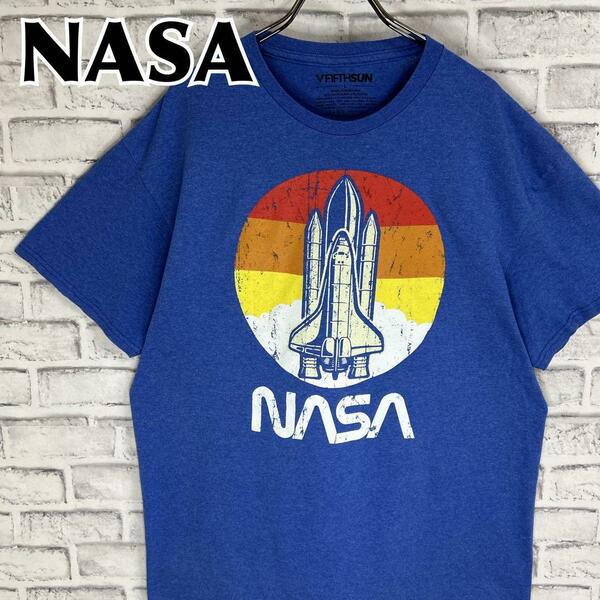 NASA ナサ スペースシャトル ロゴ 企業 プリント Tシャツ 半袖 輸入品 春服 夏服 海外古着 企業 会社 宇宙 スペース 航空宇宙局