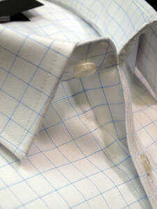 *M/39-82 white * light blue blue check / regular color / form stability / cotton 100%/ long sleeve business shirt / new goods prompt decision 