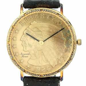 ROVENTA HENEX ロベンタへネックス 2609-036 LIBERTY 1926 リバティ コイン クォーツ レザーベルト メンズ腕時計 #35432