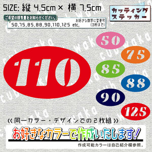 楕円数字ロゴ②ステッカー2枚組　文字絵柄だけ残るカッティングステッカー・CUB・カブ・リトル・ハンター・クロス・プレス・排気量
