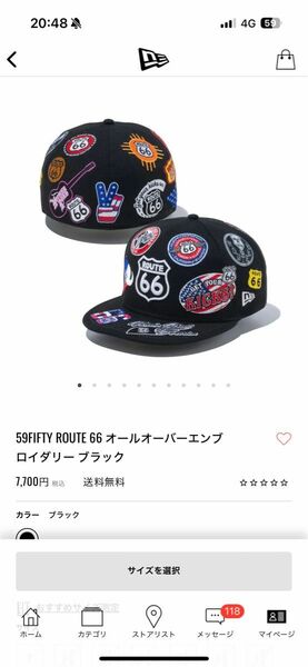 完売品　ニューエラ　キャップ　59FIFTY ROUTE 66 オールオーバーエンブロイダリー ブラック　ルート66