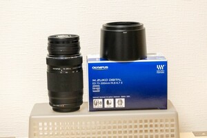 オリンパス Olympus ED75-300mm F4.8-6.7 II 望遠ズームレンズ 純正フード付き