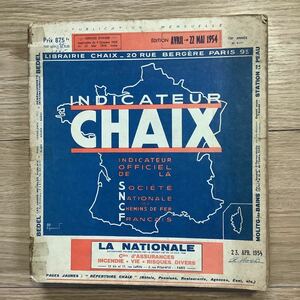 《S2》　フランスの時刻表　1954年　INDICATEUR CHAIX