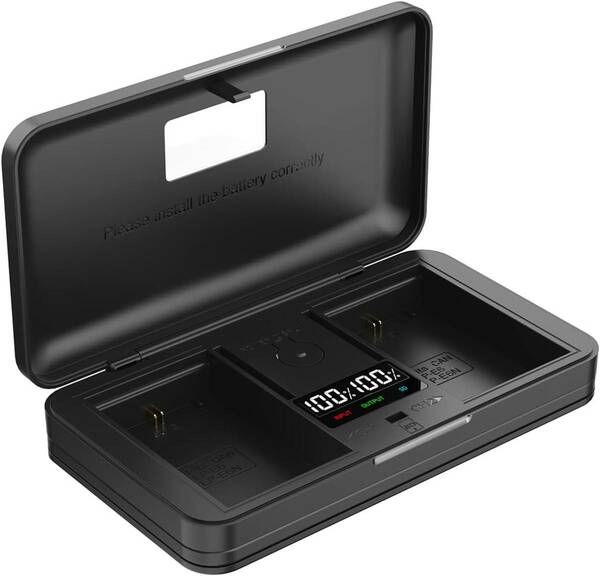 キャノン Canon EOS バッテリーチャージャー LC-E6 互換品 LP-E6（LP-E6N）用 携帯用収納ボックス USB デュアル バッテリー 充電器