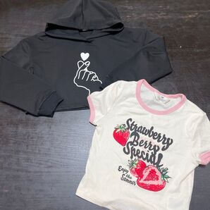 H&M &SHEIN 140センチ クロップド Tシャツ パーカー セット