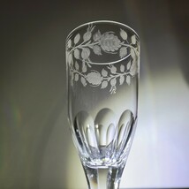 k☆100円～ アンティーク クリスタルグラス フラワー模様 エッチング カットガラス ワイングラス 高さ約15.5cm 他多数出品中!_画像4