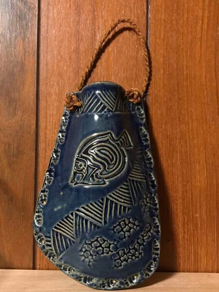 相馬正和作 花瓶 花入れ 陶器 魚