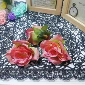 【ウォーターメロン】バラ5cm3個セット 造花 アート インテリア フラワーアレンジメント 材料 薔薇 良品専科フラワーの画像1