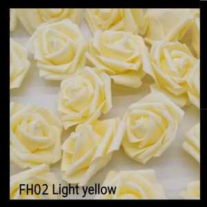 【ライトイエロー】バラ6cm3個セット 造花 インテリア フラワーアレンジメント 材料 薔薇　良品専科フラワー