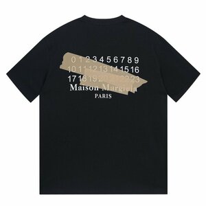 Maison Margiela/メゾンマルジェラ Tシャツ 半袖 マスキングテープ 黒 T-SHIRT　ファッション メンズ レディース おしゃれ Lサイズ