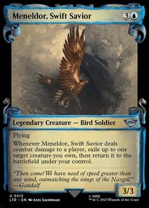 MTG ■青/英語版■ 《救いの疾翼、メネルドール/Meneldor, Swift Savior》★ショーケースFOIL★ 指輪物語:中つ国の伝承 LTR