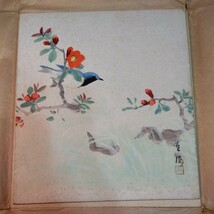 長野草風　色紙　鳥の絵_画像1