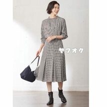 【J.PRESS LADIES】【洗える】チェックプリント タック スカート 9号 Mサイズ ジェイプレス レディス 新品_画像3