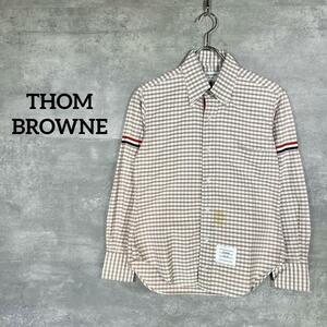 [THOM BROWNE.] Tom Brown check pattern button down shirt Brown 