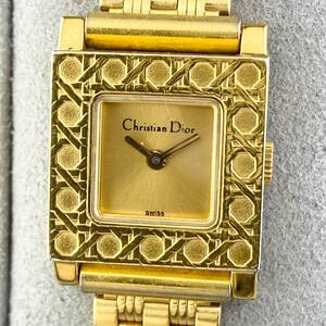 【1円〜】Christian Dior クリスチャン ディオール 腕時計 レディース ラパリジェンヌ D60-159 ゴールド文字盤 スクエア 可動品