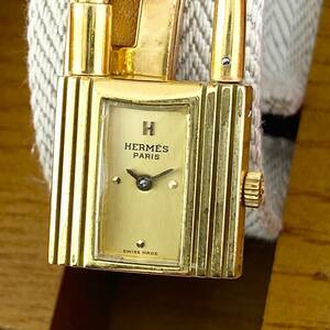 【1円〜】HERMES エルメス 腕時計 レディース ケリーウォッチ ゴールド文字盤 ○O刻印あり 可動品