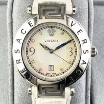 【1円〜】VERSACE ヴェルサーチ 腕時計 メンズ 68Q メデューサ ホワイトシェル文字盤 8Pストーン デイト 可動品_画像8