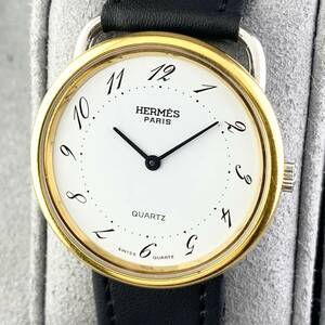 【1円〜】HERMES エルメス 腕時計 メンズ アルソー ホワイト文字盤 ゴールド ラウンドフェイス アラビア数字 可動品