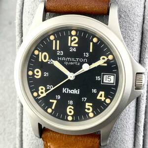 【1円〜】HAMILTON ハミルトン 腕時計 メンズ KHAKI カーキ 9445B ブラック文字盤 ラウンドフェイス デイト 可動品